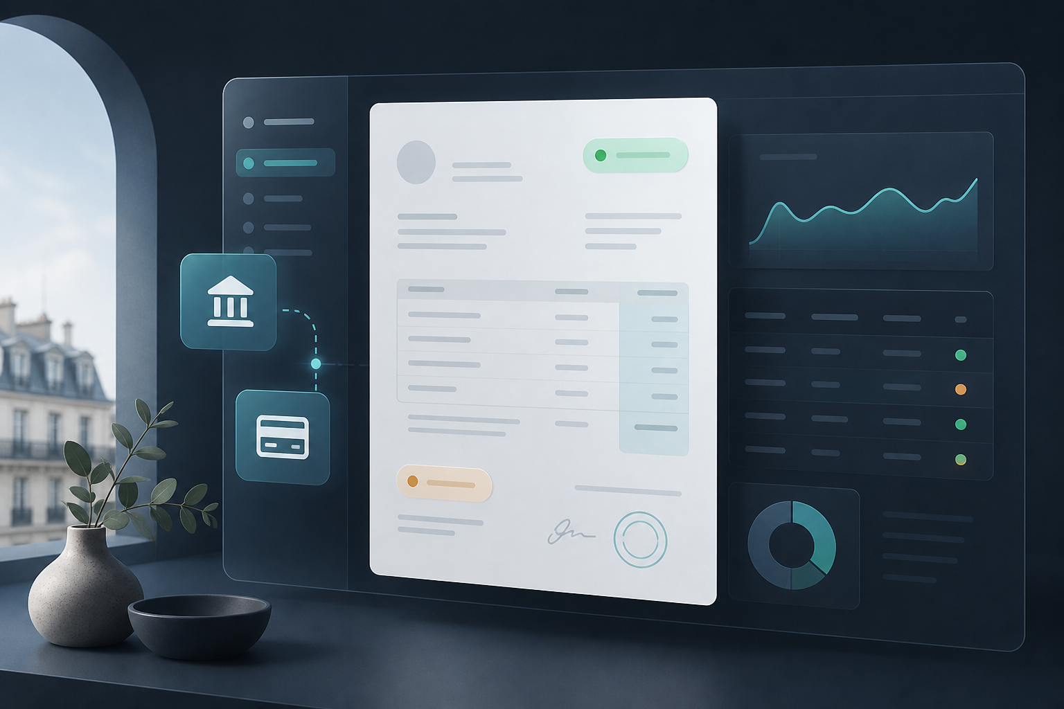 Interface facturation AuraPro : statuts de paiement et suivi d'encaissement